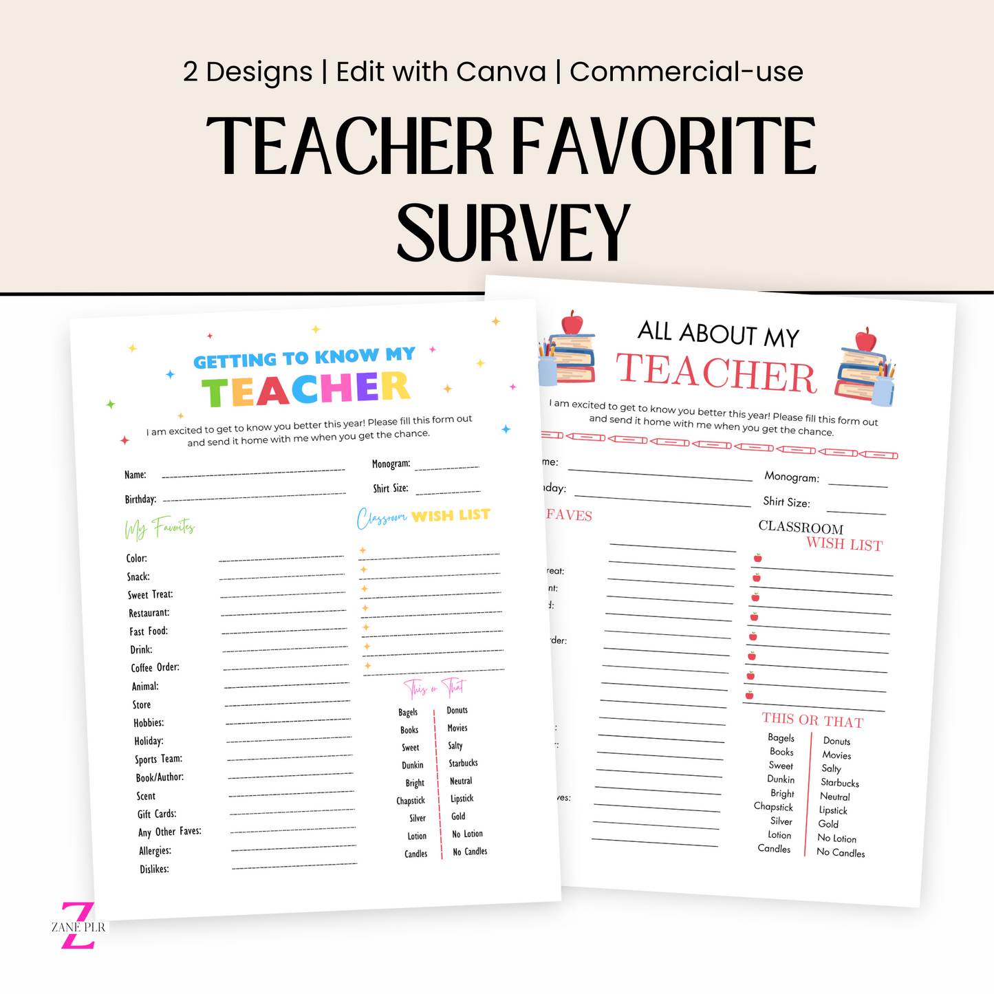 PLR Teacher's Favorite Survey