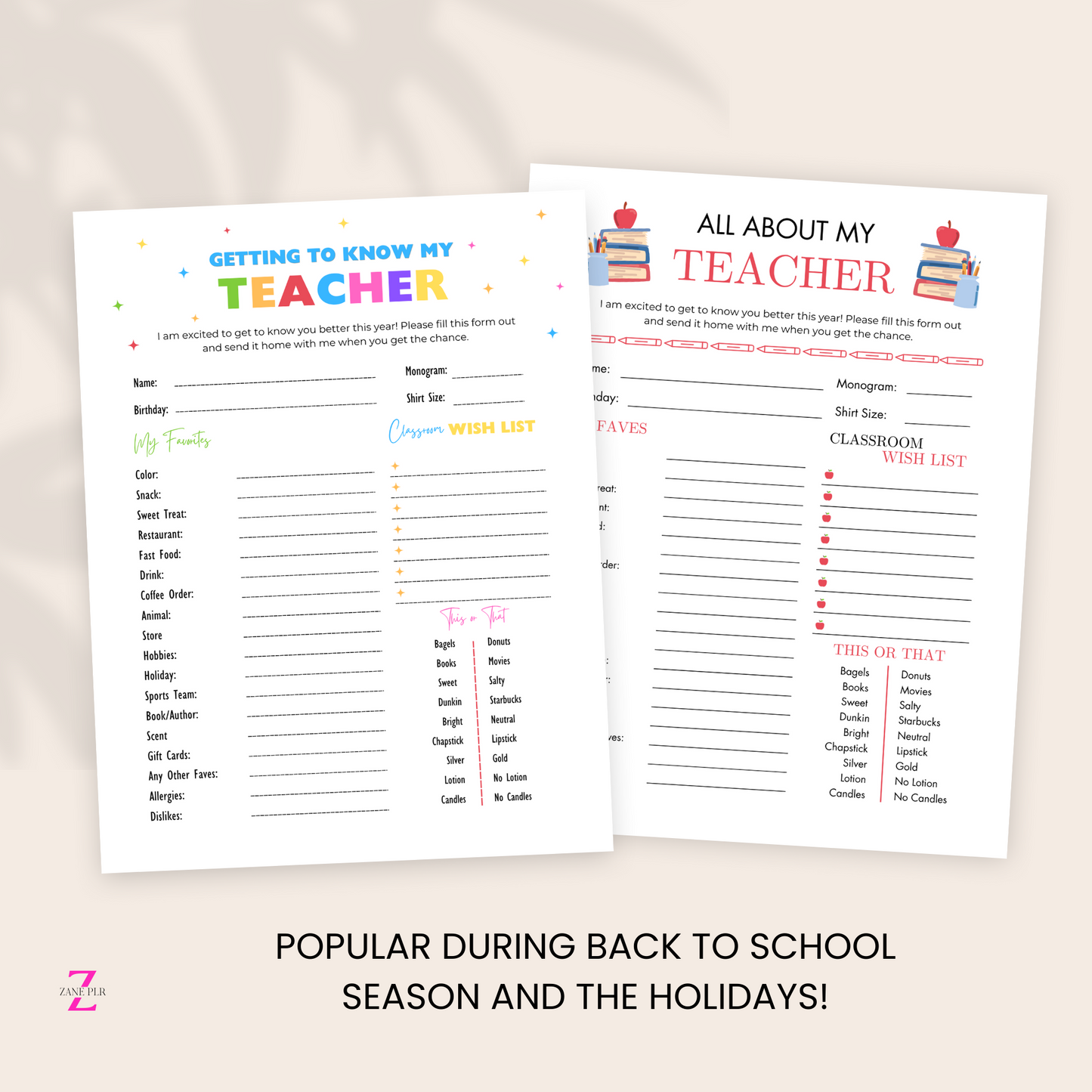 PLR Teacher's Favorite Survey