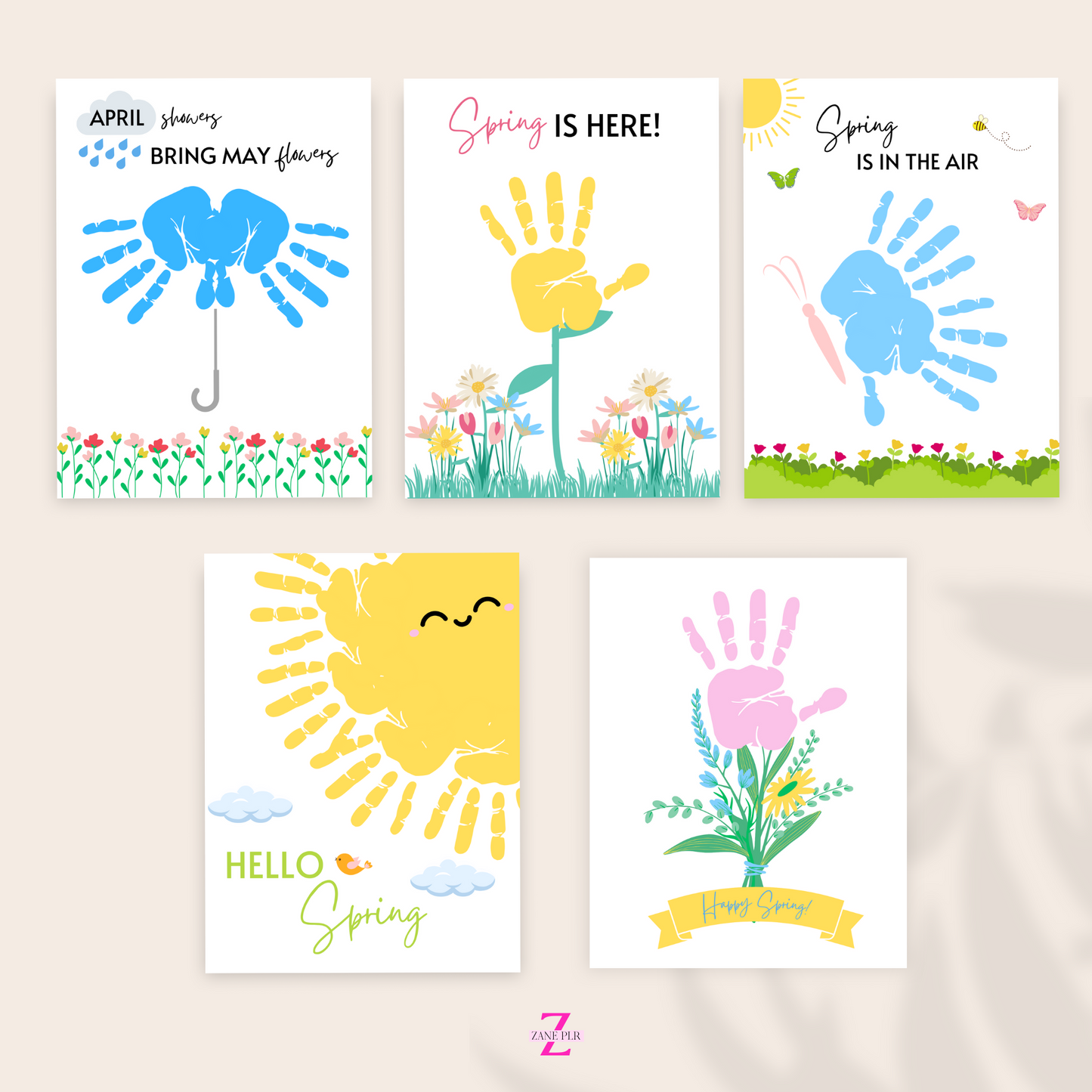 PLR Spring Handprint Crafts