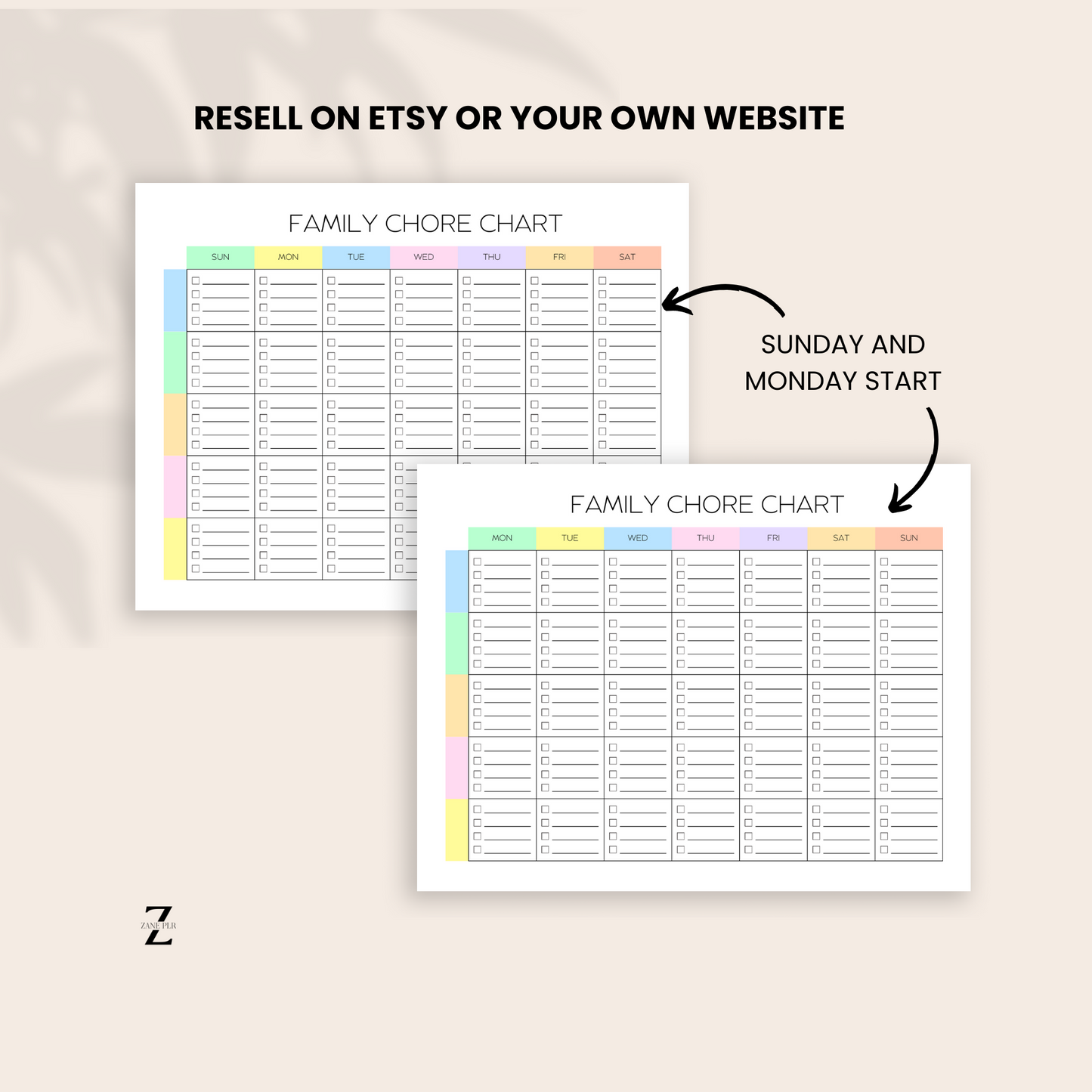 PLR Family Chore Charts