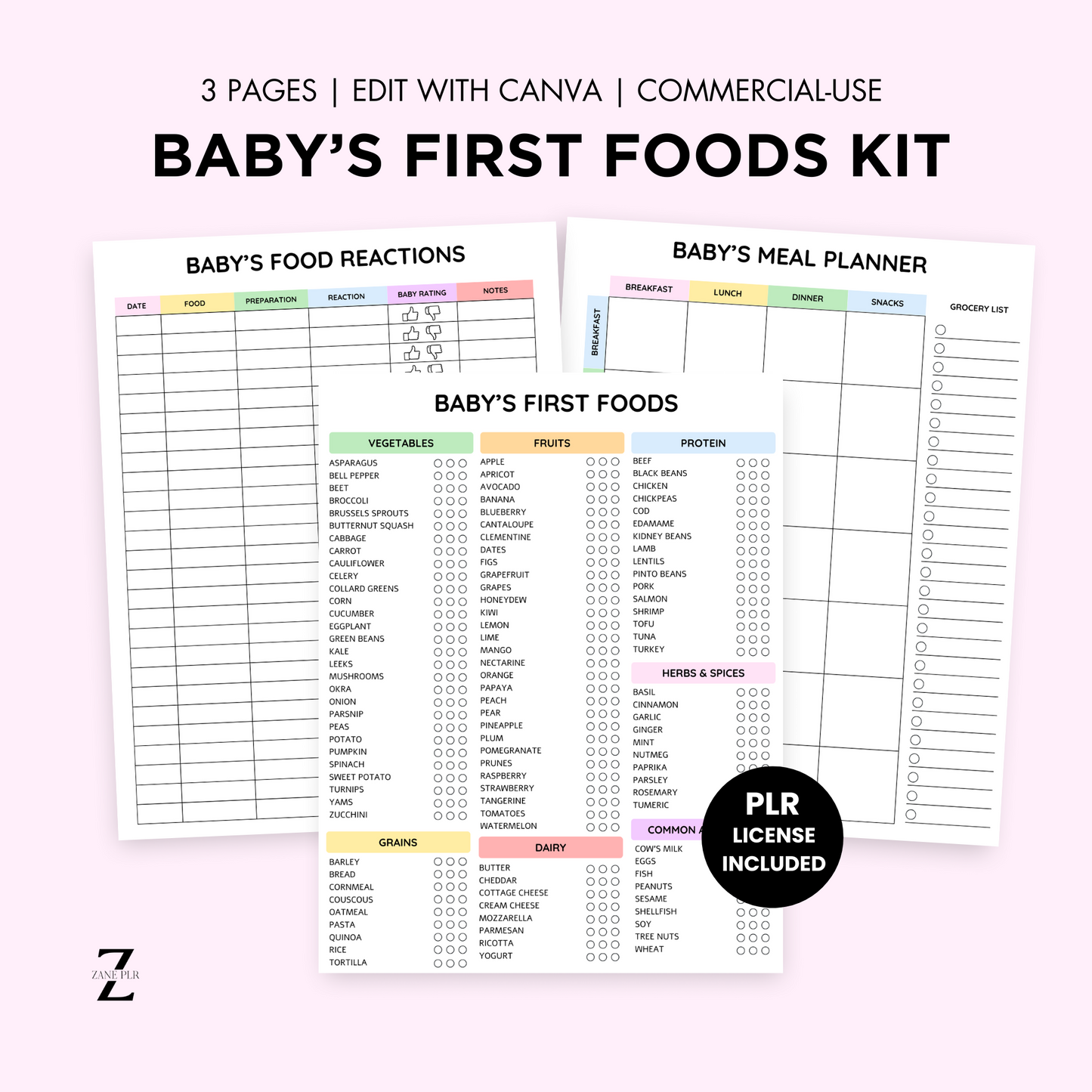PLR Baby's First Foods List