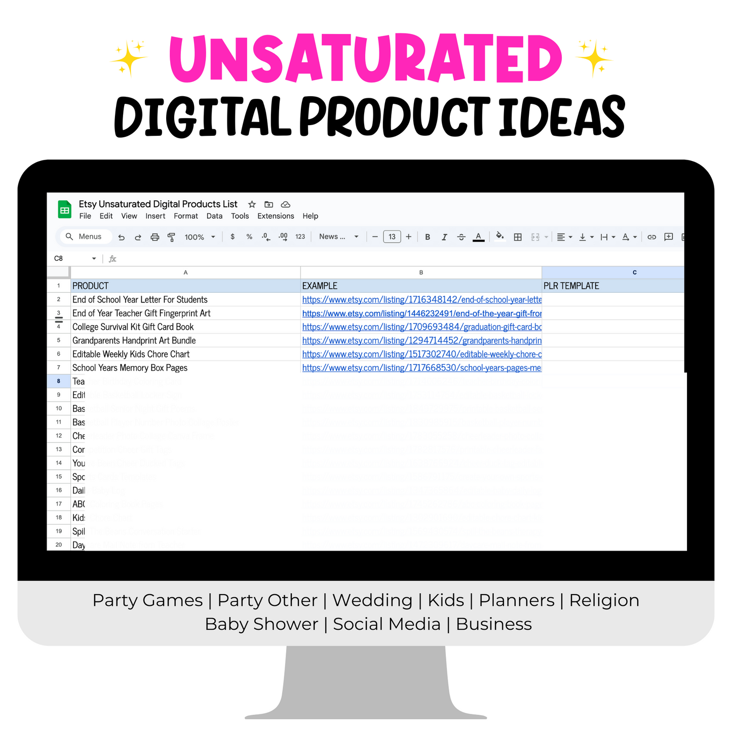 Unsaturated Digital Products Spreadsheet