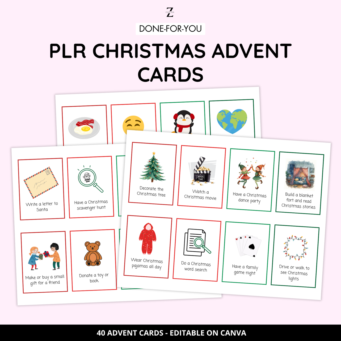 PLR Christmas Advent Cards