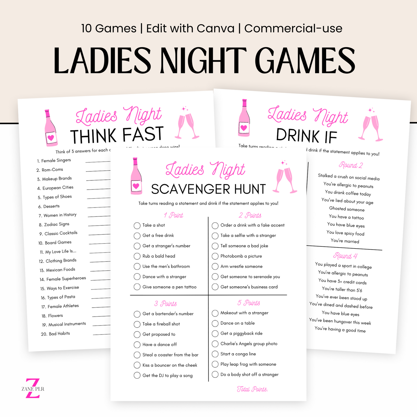 plr ladies night games
