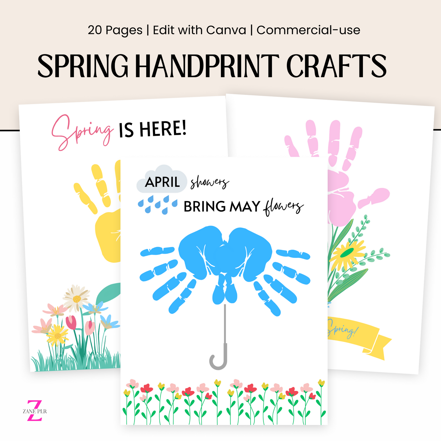 PLR Spring Handprint Crafts