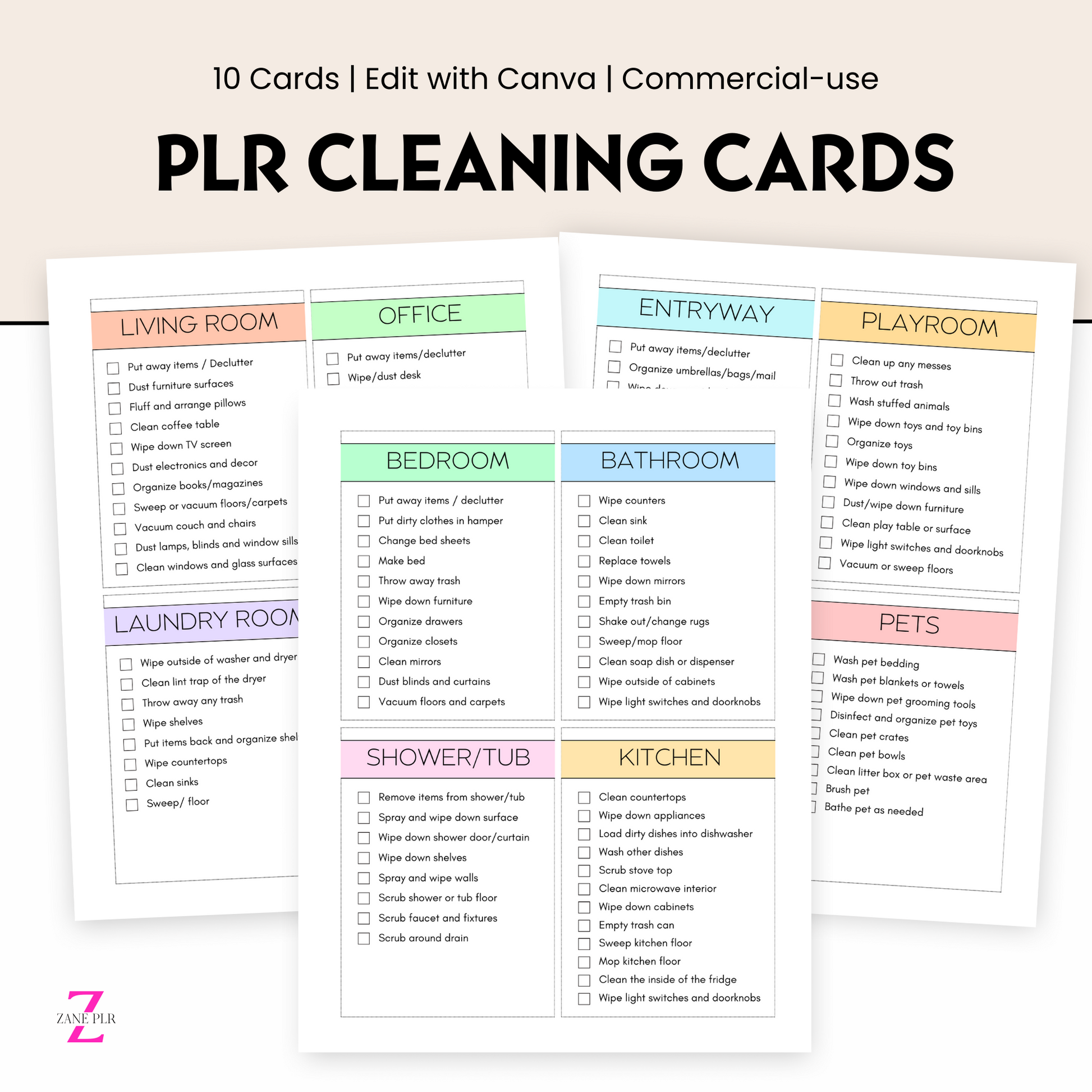 plr cleaning cards