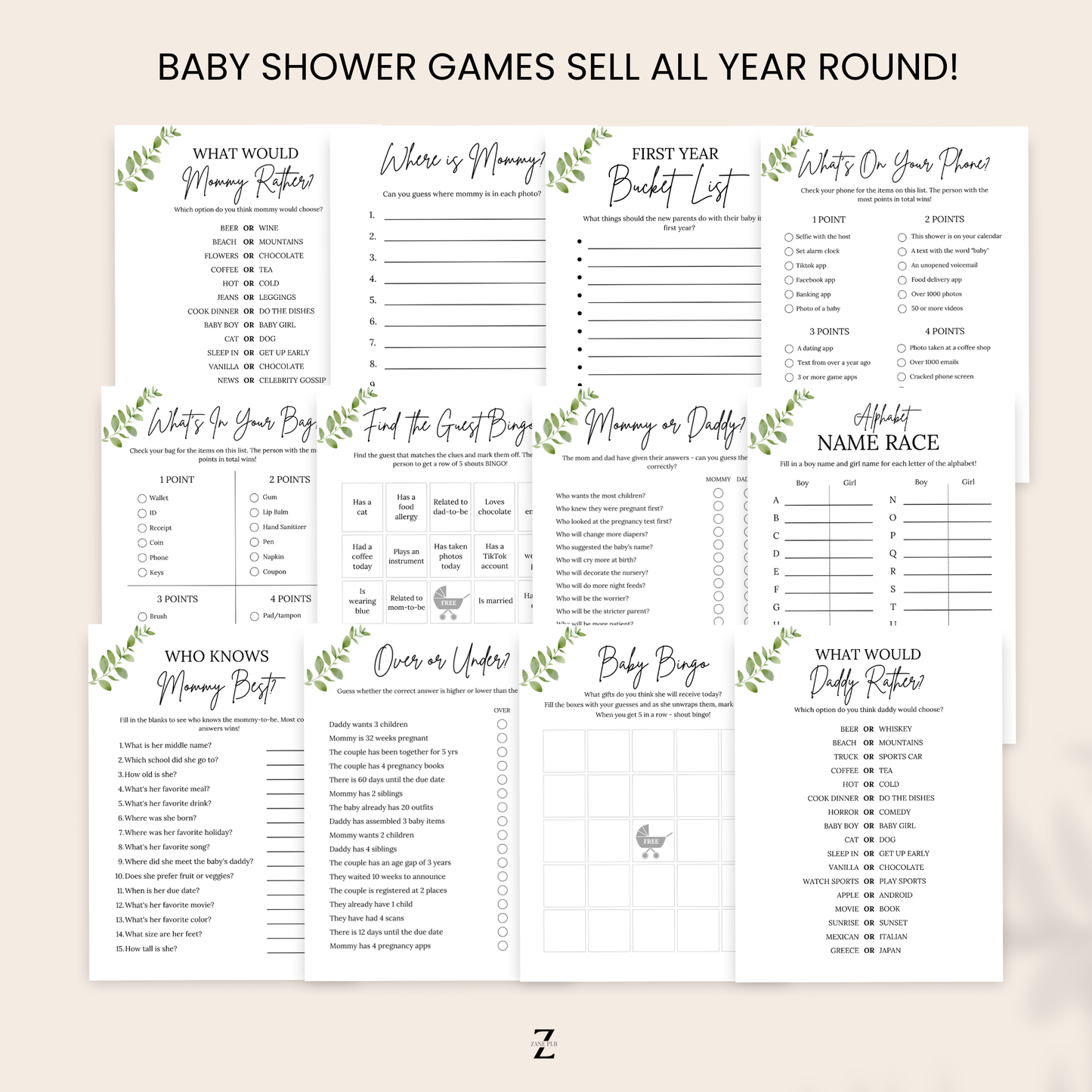 MRR Baby Shower Games