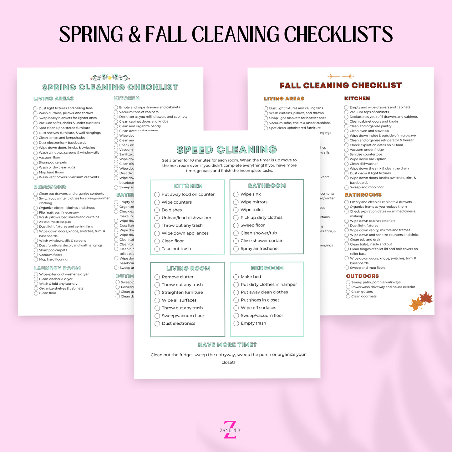 PLR Household Cleaning Checklists