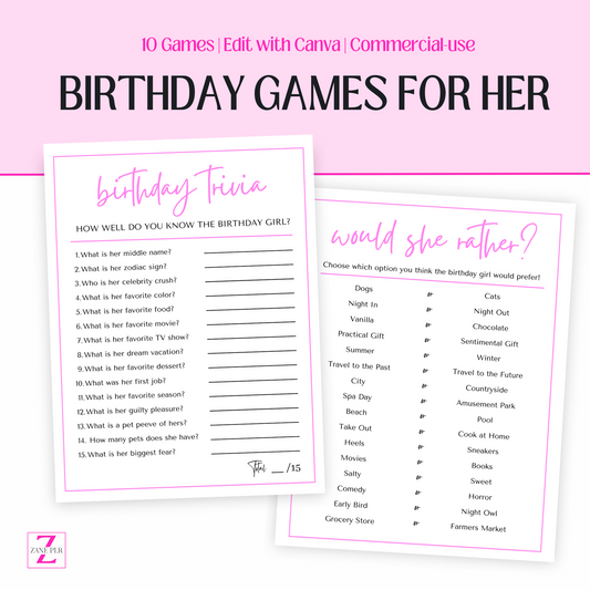 PLR Birthday Games for Her