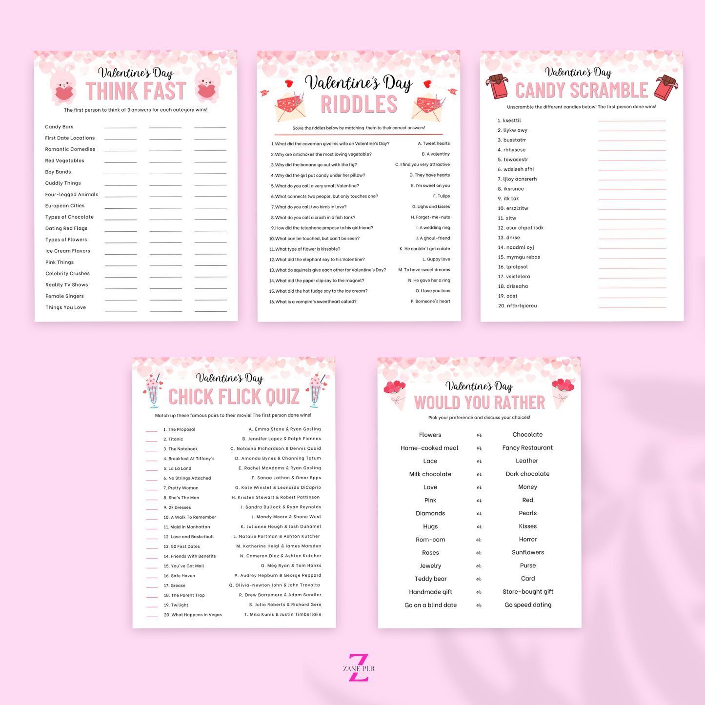 PLR Valentine's Day Games