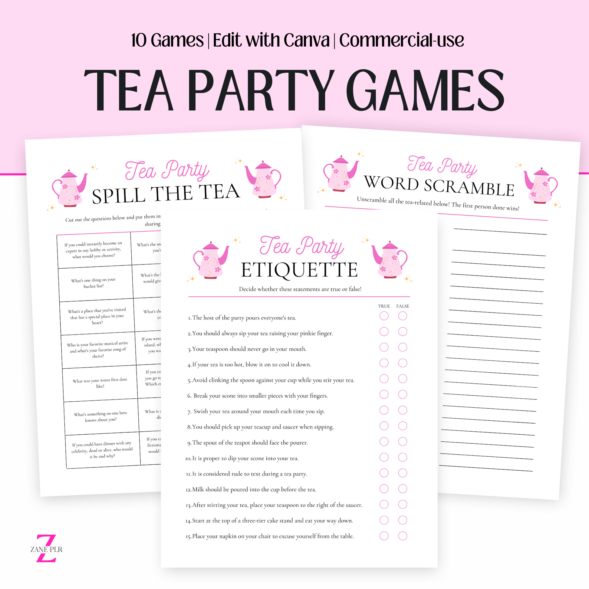 73 plr tea party games – zaneplr