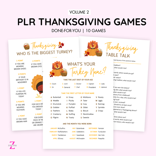 PLR Thanksgiving Games Bundle Volume 2