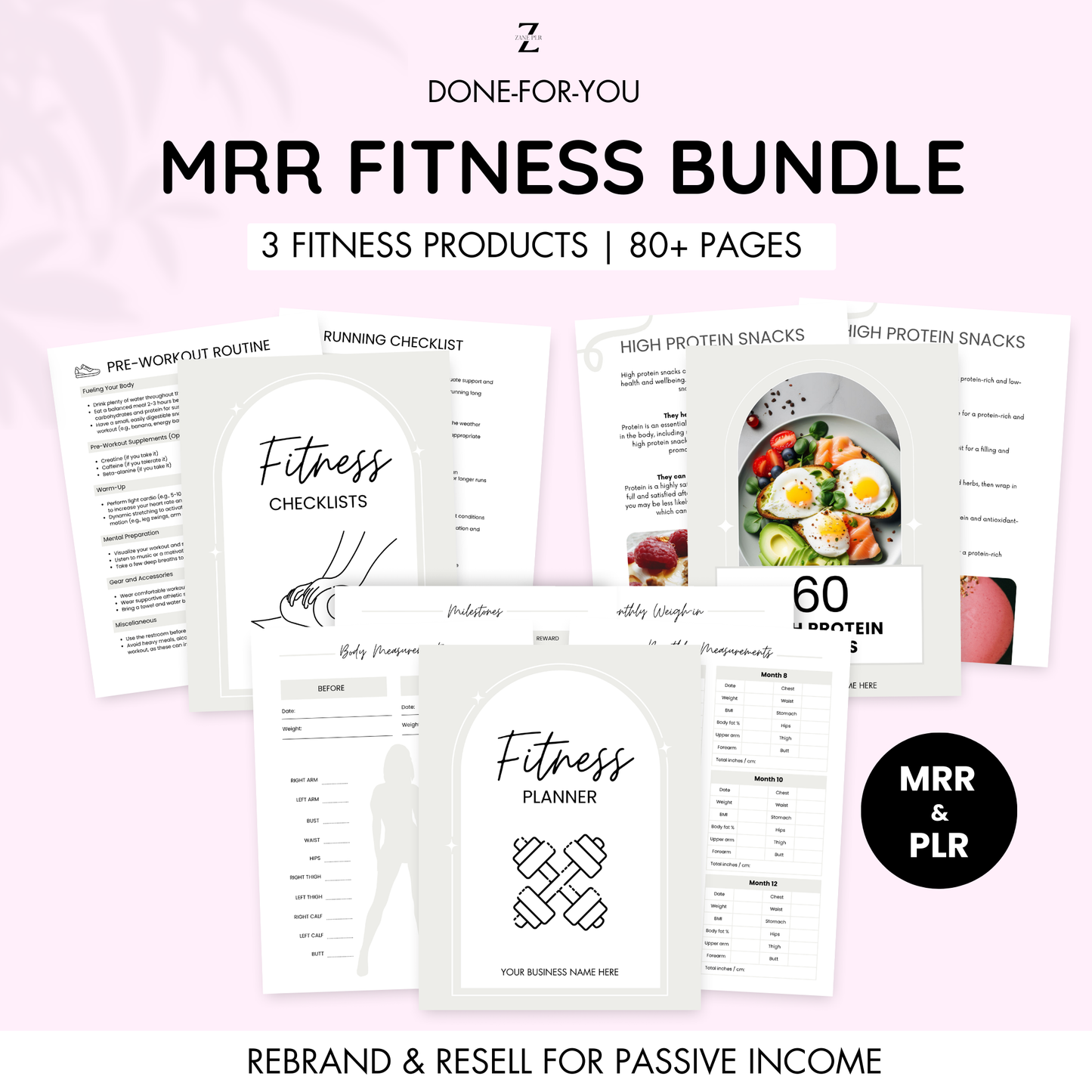 mrr fitness planner bundle, comes with plr and mrr