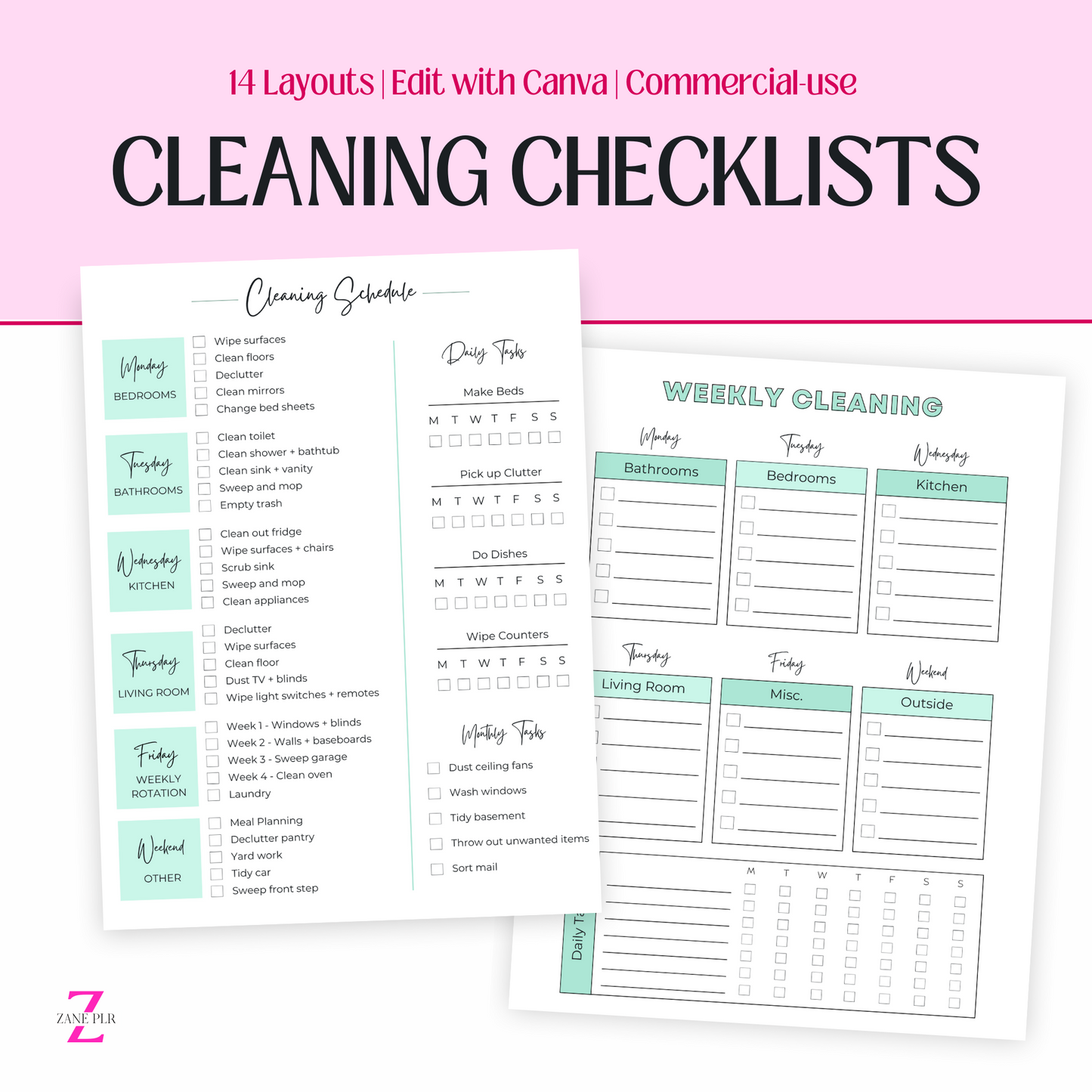 PLR Household Cleaning Checklists